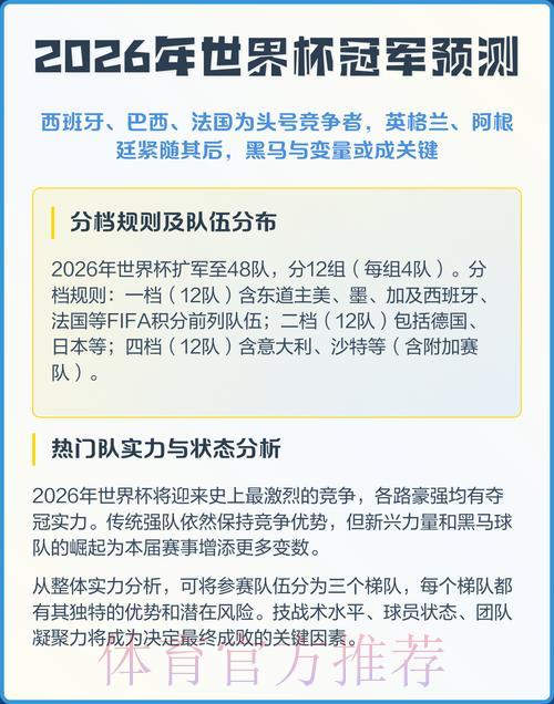 2026年世界杯预测终极在线攻略
